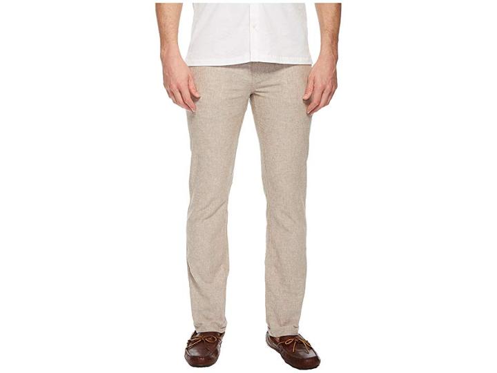 Perry Ellis Slim Fit Solid Linen Pants (chinchilla) Men's Casual Pants