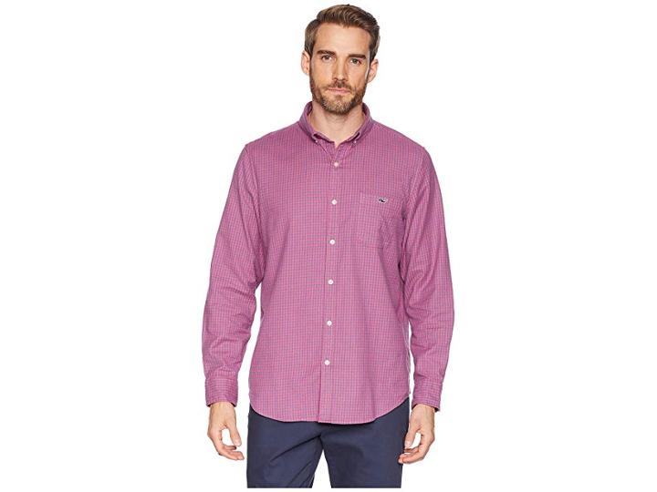 Vineyard Vines Tradewinds Flannel Slim Tucker Shirt (sailors Red) Men's Clothing
