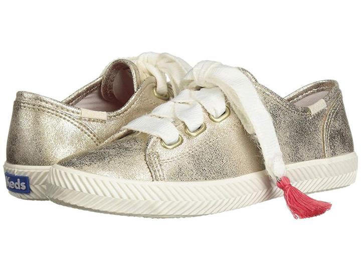 Keds Kids Kickstart Herringbone (little Kid/big Kid) (gold Synthetic) Girls Shoes