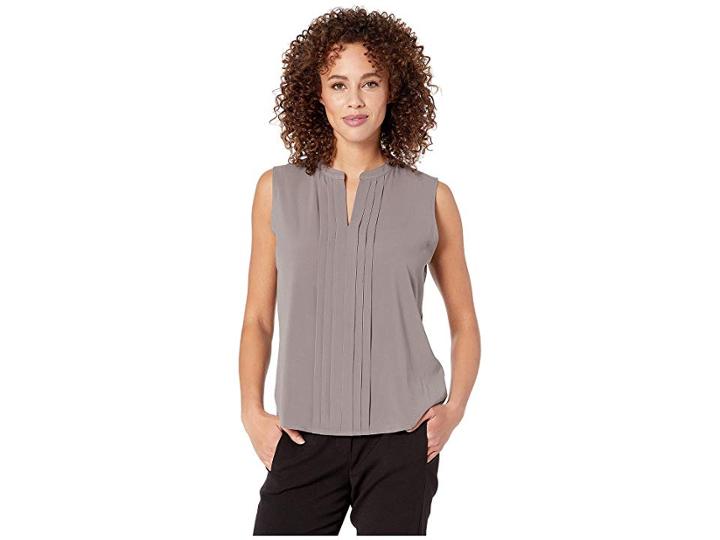 Calvin Klein Sleeveless Pleat Front Top (tin) Women's Clothing