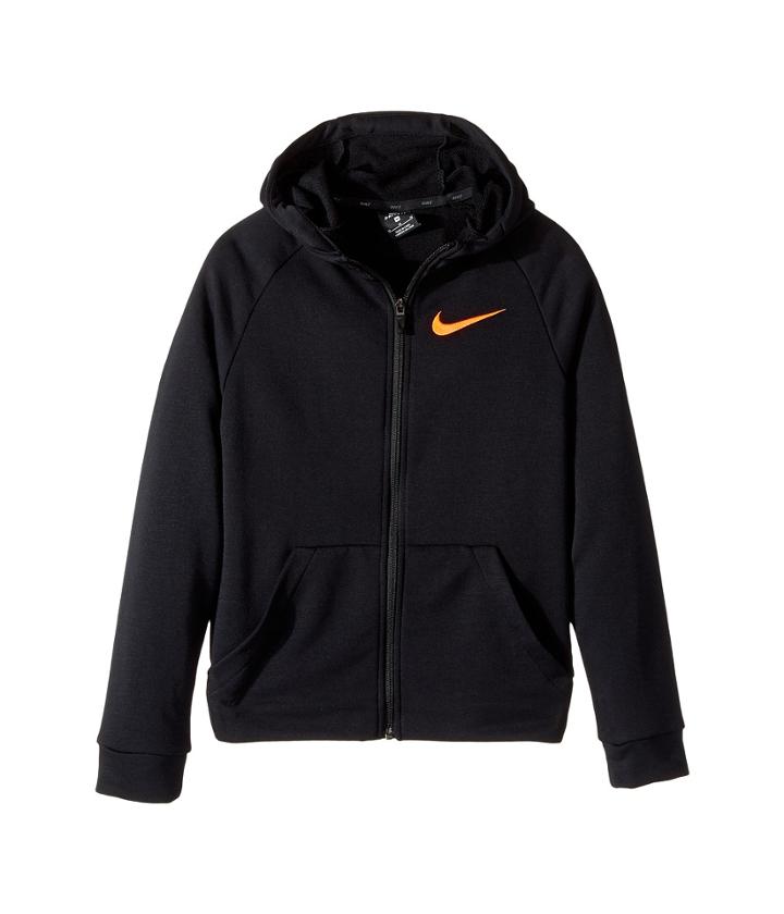 Nike Kids Dry Full-zip Training Hoodie (little Kids/big Kids) (black/hyper Crimson) Boy's Sweatshirt
