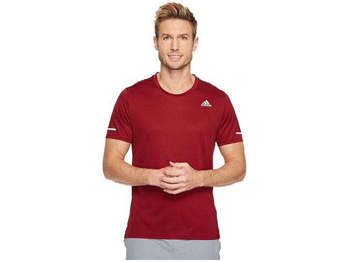 Adidas Run Tee (collegiate Burgundy) Men's Workout