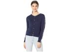 Juicy Couture Soft Woven Cardigan W/ Velvet Trim (regal) Women's Sweater