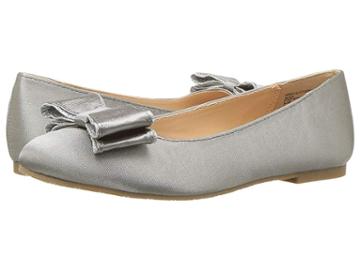 Badgley Mischka Kids Amber Glitzy Bow (little Kid/big Kid) (silver) Girls Shoes