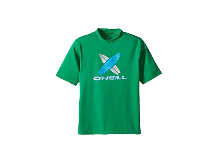 O'neill Kids Skins Short Sleeve Rash Tee (infant/toddler/little Kids) (clean Green) Boy's Swimwear