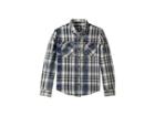 Ag Adriano Goldschmied Kids Plaid Shirt With Denim Patches (big Kids) (mongo) Boy's Clothing