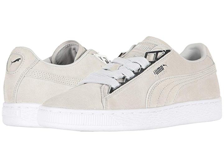 Puma Suede Jewel Metallic (glacier Gray/glacier Gray) Women's Lace Up Casual Shoes