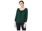 Michael Michael Kors Bicolor Chevron Peasant Top (black/dark Emerald) Women's Clothing