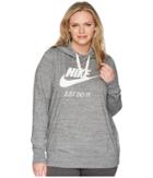Nike Nsw Gym Vintage Pullover Hoodie (size 1x-3x) (carbon Heather/sail) Women's Sweatshirt
