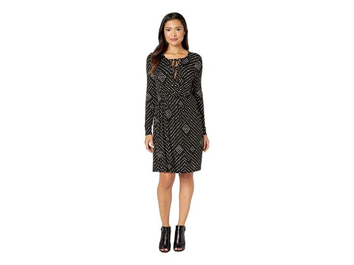 B Collection By Bobeau Galilea Surplice Dress (black Nomadic Dot) Women's Dress