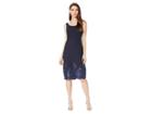 Betsey Johnson Scuba Crepe Midi Dress With Embroidery (navy) Women's Dress