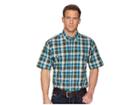 Cinch Short Sleeve Plain Weave Plaid Double Pocket (multicolored) Men's Clothing
