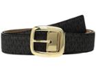 Michael Michael Kors 38 Mm (1.5) Reversible Logo Belt (black/acorn/light Polished Gold) Women's Belts