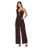 Romeo & Juliet Couture Cherry Front Tie Jumper (black/red/green) Women's Jumpsuit & Rompers One Piece