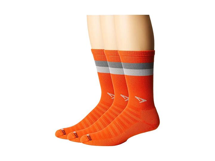 Drymax Sport Run Lite-mesh Crew 3-pack (sunburst Orange/anthracite/gray Stripes) Crew Cut Socks Shoes