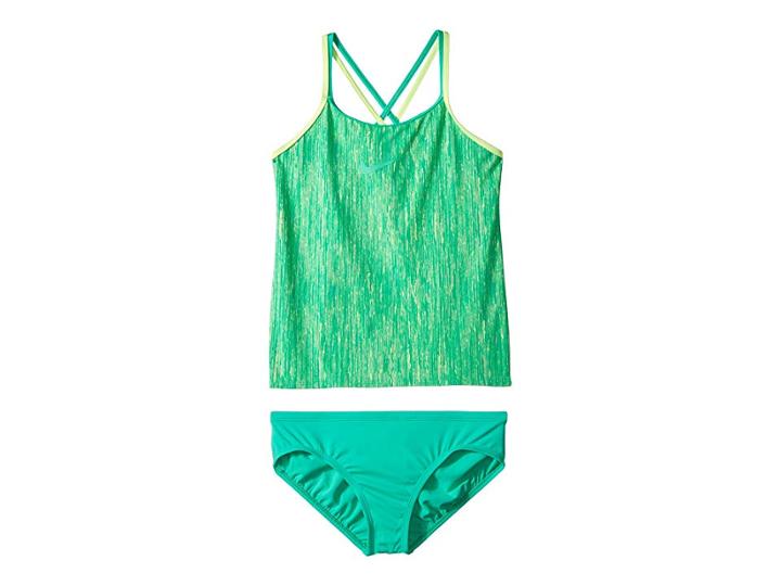 Nike Kids Rush Heather Spiderback Tankini Set (big Kids) (menta) Girl's Swimwear Sets