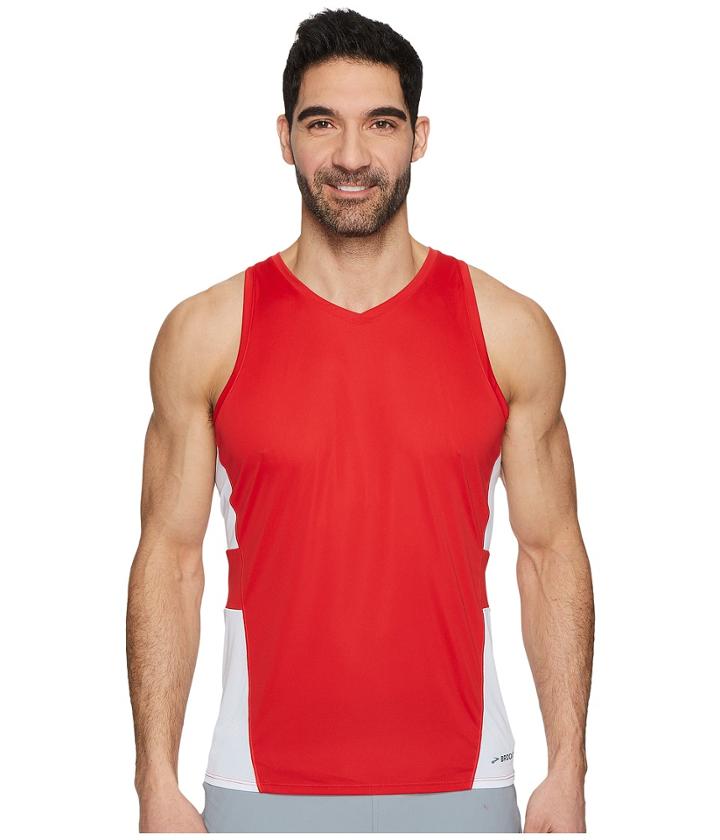 Brooks Stealth Singlet (blaze/white) Men's Workout