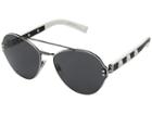 Valentino 0va2025 (ruthenium/white/leather Black/dark Smoke) Fashion Sunglasses