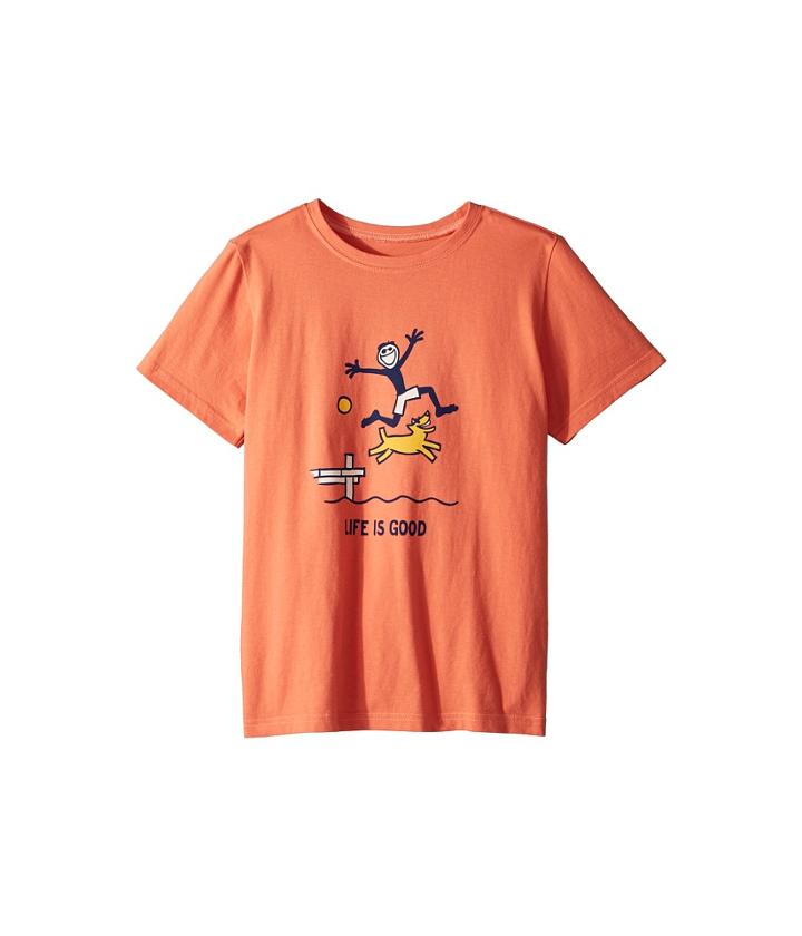 Life Is Good Kids Dock Jump Crusher Tee (little Kids/big Kids) (fresh Coral) Boy's T Shirt