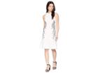 Adrianna Papell Petite Knit Crepe Embroidered Trumpet Dress (ivory) Women's Dress