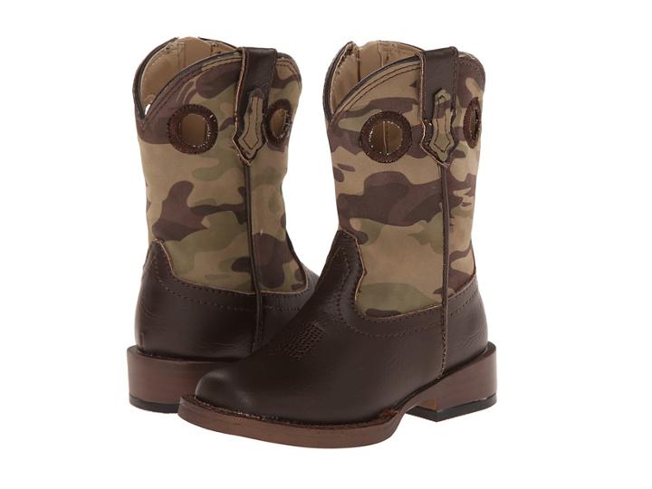 Roper Kids Square Toe Camo Buckaroo (toddler) (brown) Cowboy Boots