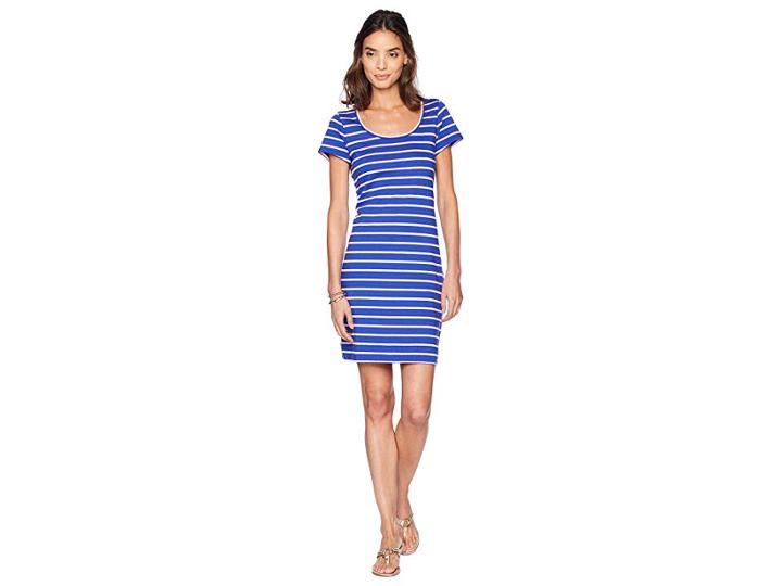 Lilly Pulitzer Short Sleeve Beacon Dress (twilight Blue Coastal Shell Stripe) Women's Dress
