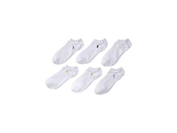 Polo Ralph Lauren Flat Knit Athletic 6-pack Socks (toddler/little Kid) (white) Women's Crew Cut Socks Shoes