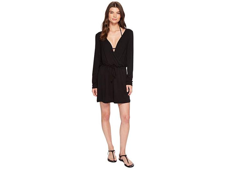 Kenneth Cole Frenchie Solids Long Sleeve Tunic Dress Cover-up (black) Women's Swimwear