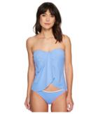 Vince Camuto Riviera Solids Draped Bandini Top W/ Soft Cups Removable Strap (lagoon) Women's Swimwear