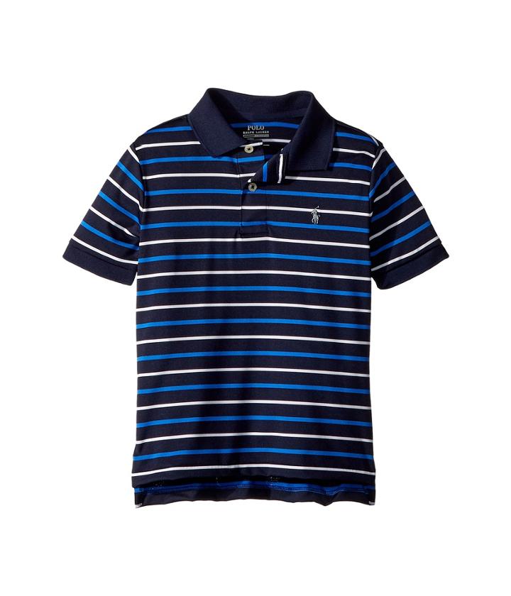 Polo Ralph Lauren Kids Moisture-wicking Polo Shirt (little Kids/big Kids) (newport Navy Multi) Boy's Clothing