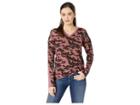 Kenneth Cole New York Printed Mixed Media Top (stripe Camo Rose Brown) Women's Clothing