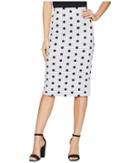 Eci Polka Dot Printed Scuba Skirt (white/black) Women's Skirt