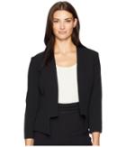 Tahari By Asl Open Crepe Collarless Jacket (black) Women's Coat