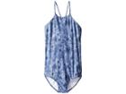 Seafolly Kids Tropical Vacation High Neck One-piece (little Kids/big Kids) (denim Floral) Girl's Swimsuits One Piece