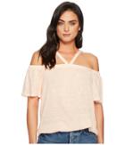 1.state Short Sleeve High Neck Cold Shoulder Knit Top (pearl Bead) Women's Clothing