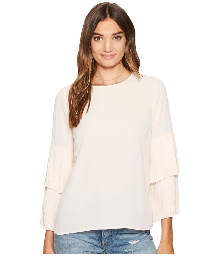 1.state Long Sleeve Pleated Sleeve Blouse (pink Opal) Women's Long Sleeve Pullover