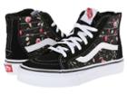Vans Kids Sk8-hi Zip (little Kid/big Kid) ((floral Dots) Black/true White) Girls Shoes