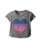 Chaser Kids Extra Soft Stripe Heart Tee (toddler/little Kids) (streaky Grey) Girl's T Shirt
