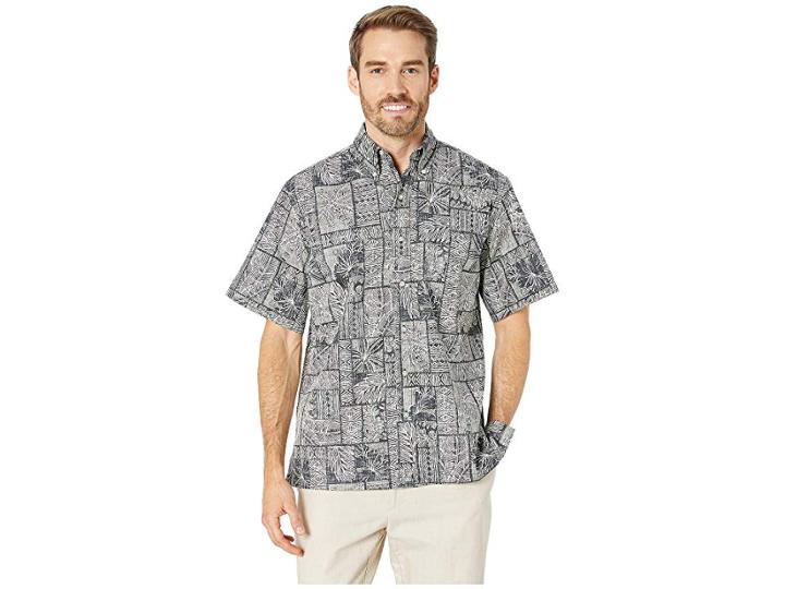 Reyn Spooner Papa-palm Classic Fit Hawaiian Shirt (stretch Limo) Men's Short Sleeve Button Up