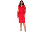 Lauren Ralph Lauren Plus Size Tie-front Sleeveless Dress (lipstick Red) Women's Dress