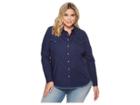 Roper Plus Size 1540 Solid Poplin (blue) Women's Clothing