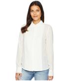 Tommy Hilfiger Long Sleeve Shadow Stripe Button Blouse (ivory) Women's Blouse