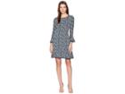 Michael Michael Kors Woodblock Vine Flounce Dress (white/jewel Green) Women's Dress