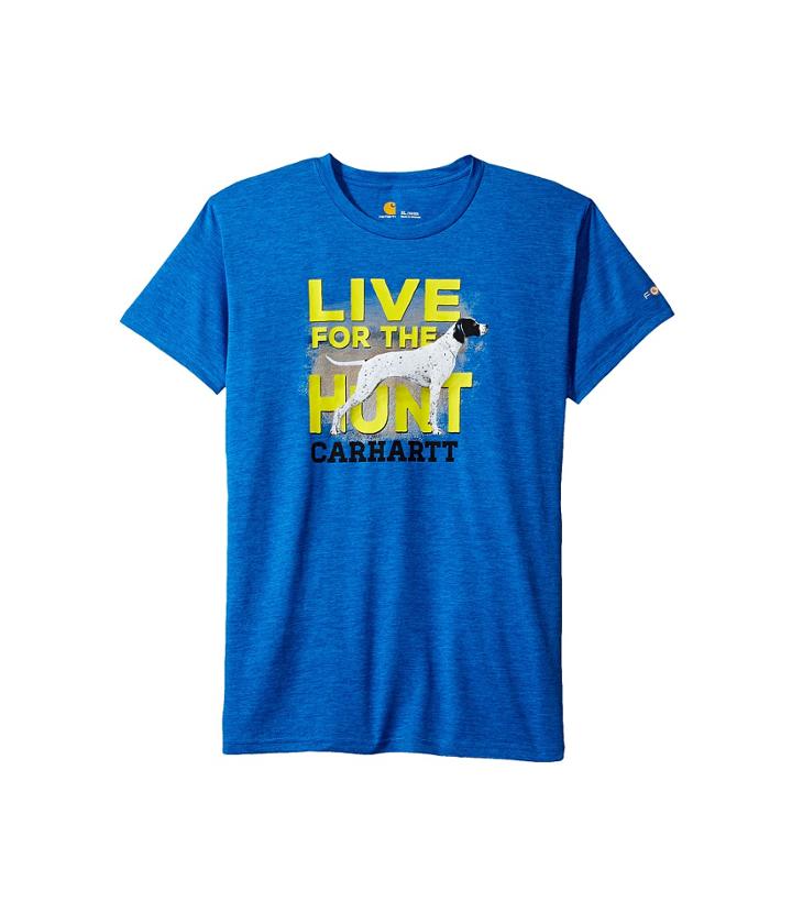 Carhartt Kids Live For The Hunt Force Tee (big Kids) (victoria Blue Heather) Boy's T Shirt