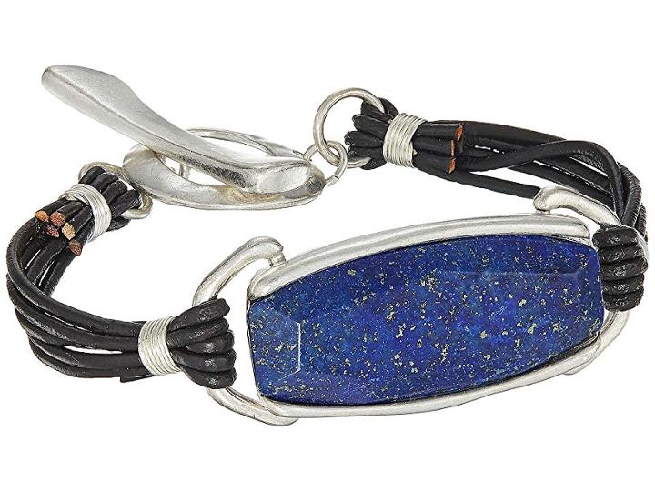 Robert Lee Morris Brown Leather And Lapis Stone Bracelet (lapis) Bracelet