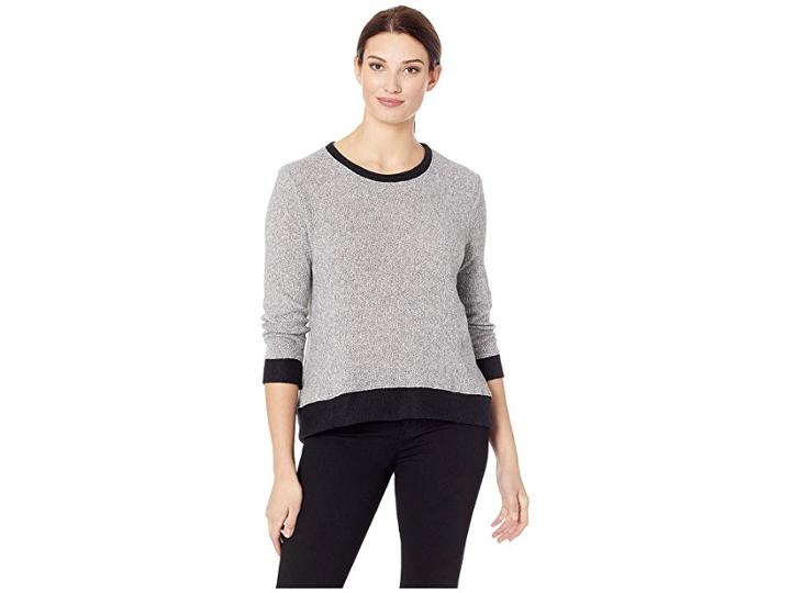 Nally & Millie Brush Top With Side Panel And Contrast Detail (heather Grey) Women's Clothing