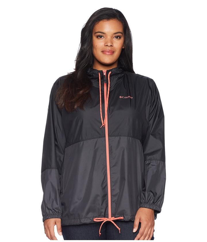 Columbia Plus Size Flash Forwardtm Windbreaker (black/shark/blush Pink) Women's Coat