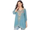 Johnny Was Mikaela Eyelet Tunic (steam Blue) Women's Clothing