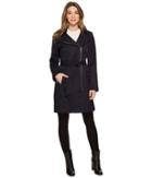 Vince Camuto Asymmetrical Belted Trench (navy) Women's Coat