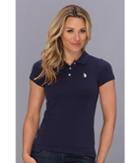 U.s. Polo Assn. Solid Small Pony Polo (tribal Navy/optic White) Women's Short Sleeve Pullover